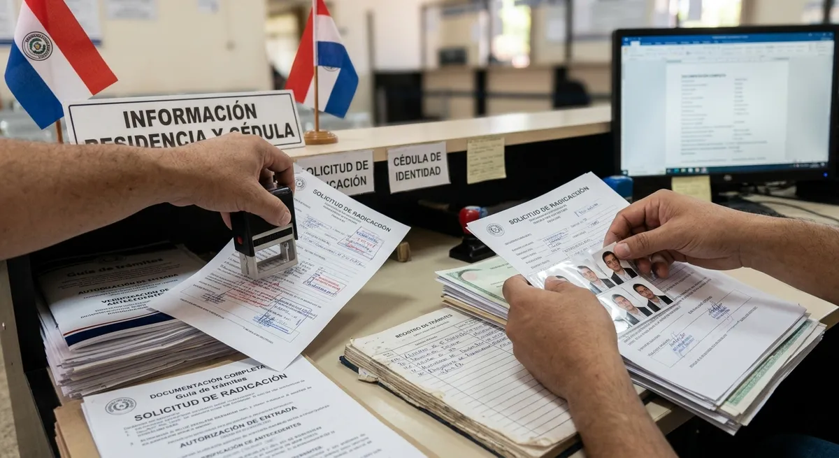 Mostrador de información de residencia y cédula en Paraguay